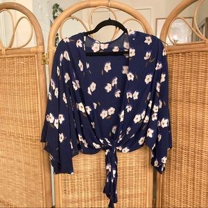 Billabong Navy Floral Wrap shirt